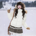Girly Fashion Plush White Duck Down Winter Coat MGD0007