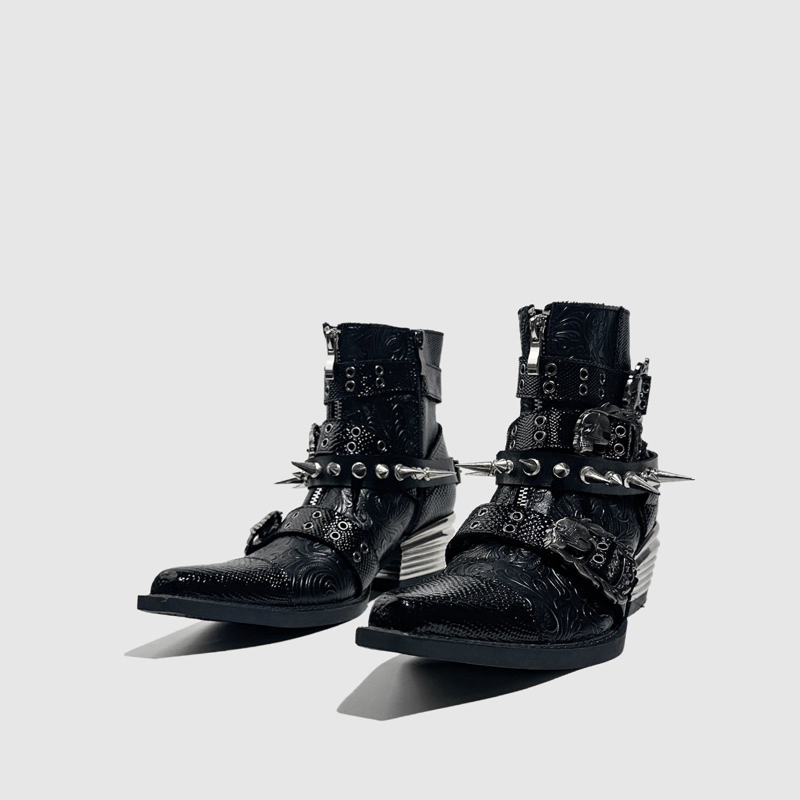 Studded Dark Gothic Punk‑Style Combat Ankle Boots