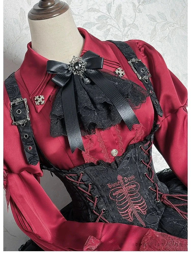 Dark Mist Banquet Gothic Suspender Dress & Blouse Set