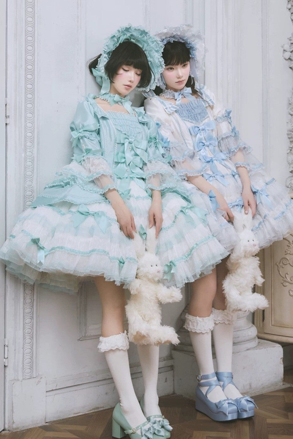 Velvet Cake Doll Pink Black Tiered Ruffle Classic Lolita JSK