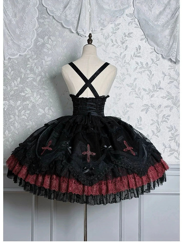 Dark Mist Banquet Gothic Suspender Dress & Blouse Set