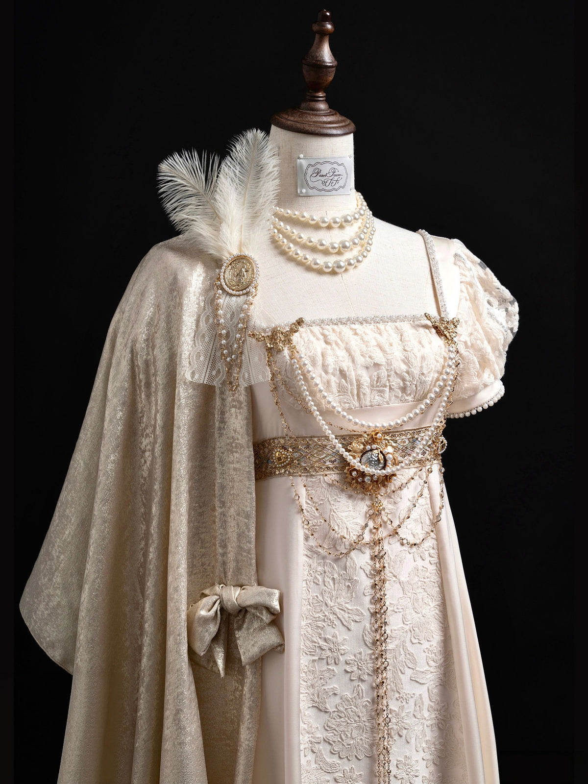 Austen Angel Wings Lolita Embossed Lace Satin Empire Dress