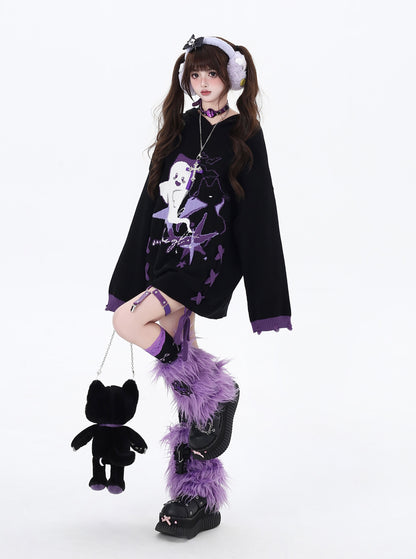 Y2K Ghostie Color-Block Knit Sweater LE1029