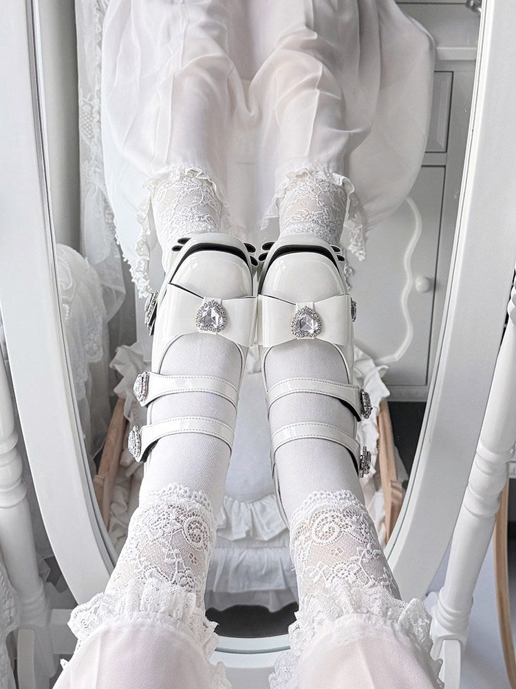 Night Prom Square Toe Mary Jane Chunky Heel Shoes