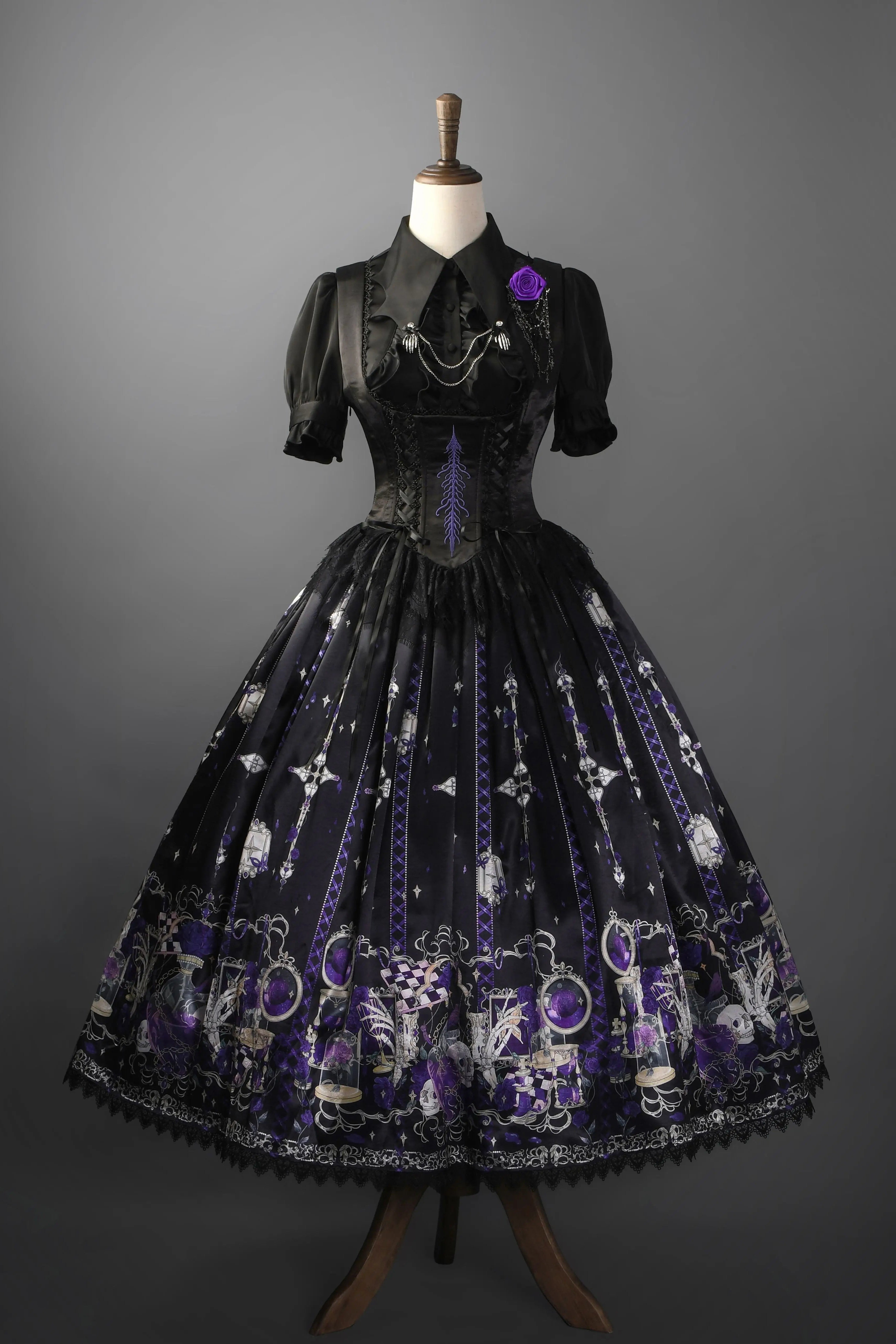 Blood Laboratory Purple Skull Potion Print Gothic Lolita Long JSK
