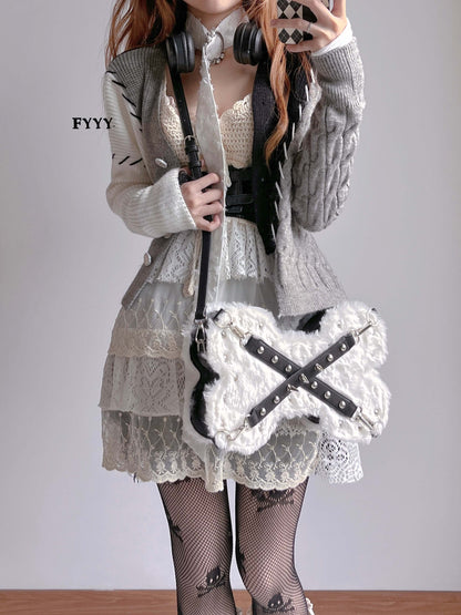 Lolita Gothic Punk Bone Plush Bag  LE8005