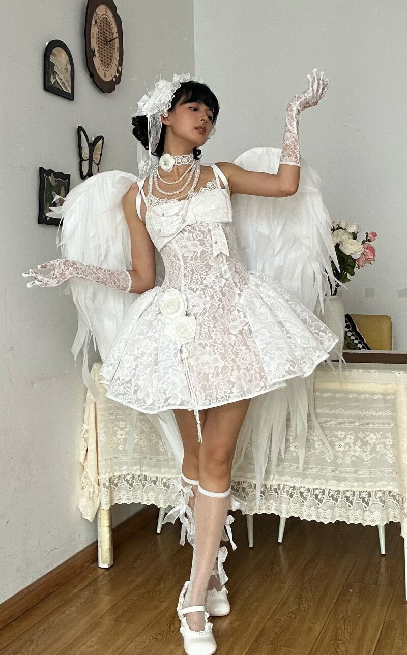 Upper East Maidens Gothic Bridal Long Train Lolita JSK Dress