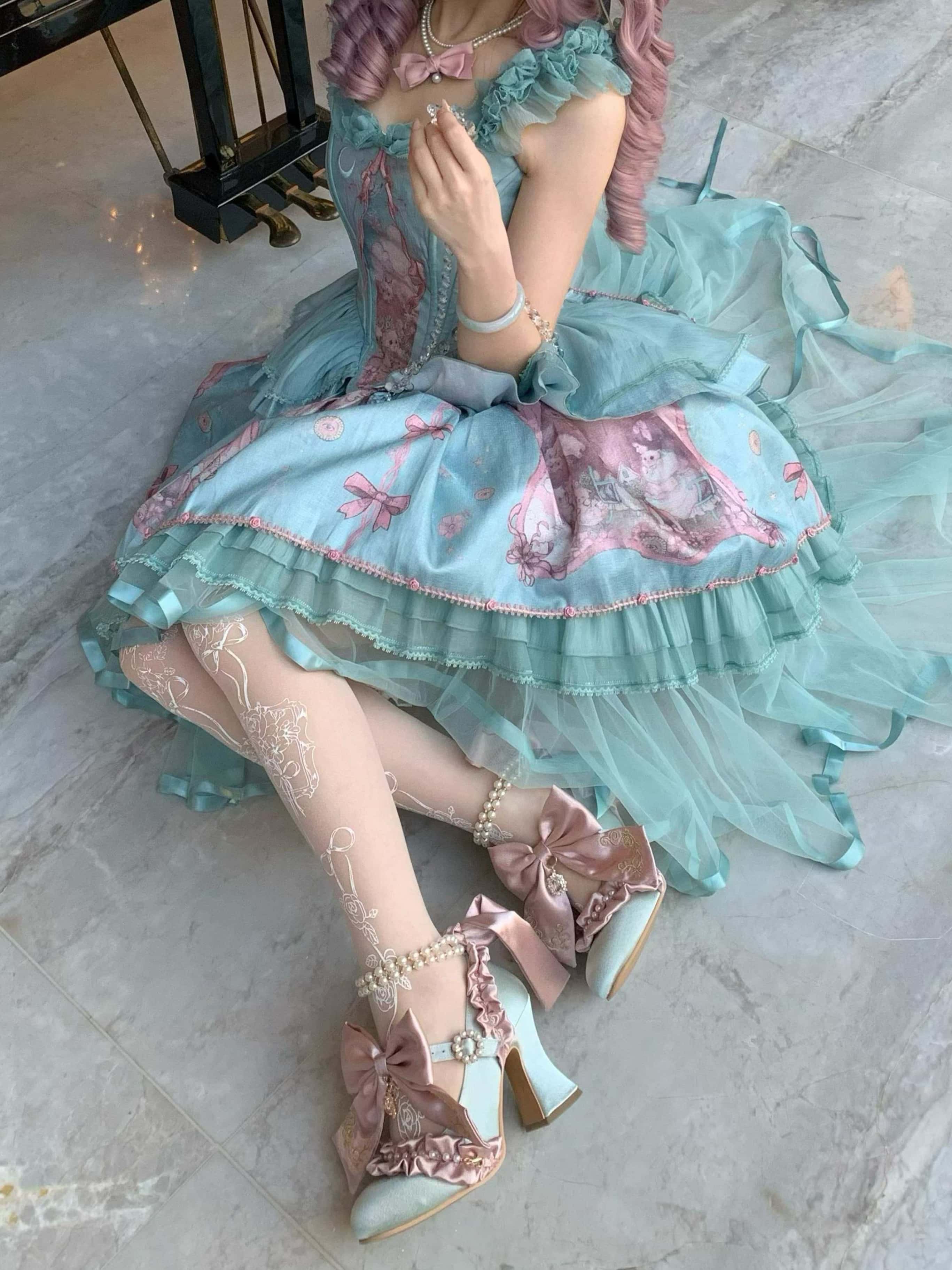 Ribbon Hymn 1.0 Lolita Vintage Heavy Craft Bridal Heels