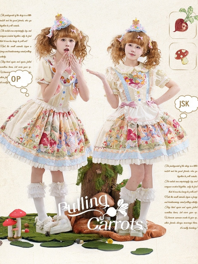 Pulling Carrots Print Lolita JSK Dress