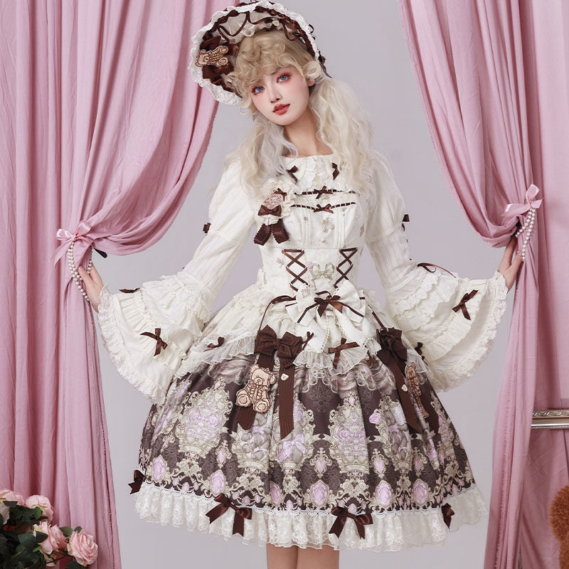 Sweet Ode Bear Lolita Printed Pink JSK