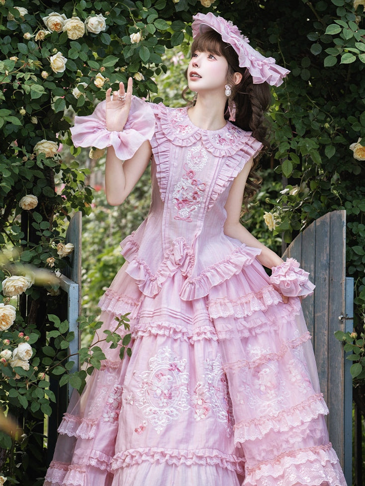 Pink Rose Elegant Classic Lolita Original Bridal Princess Dress
