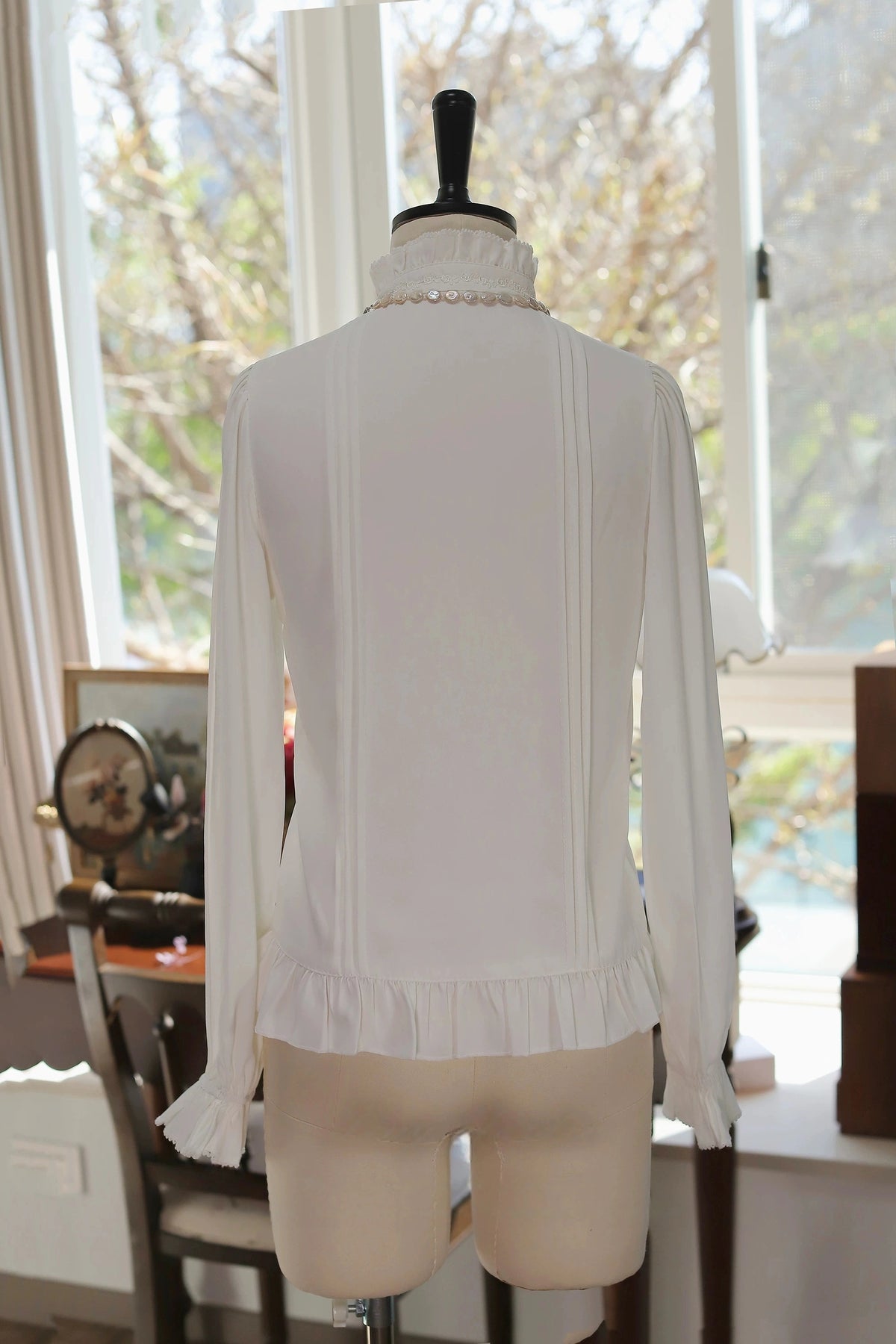 Morning Mist & Letter Paper Stand Collar Classic Lolita Blouse