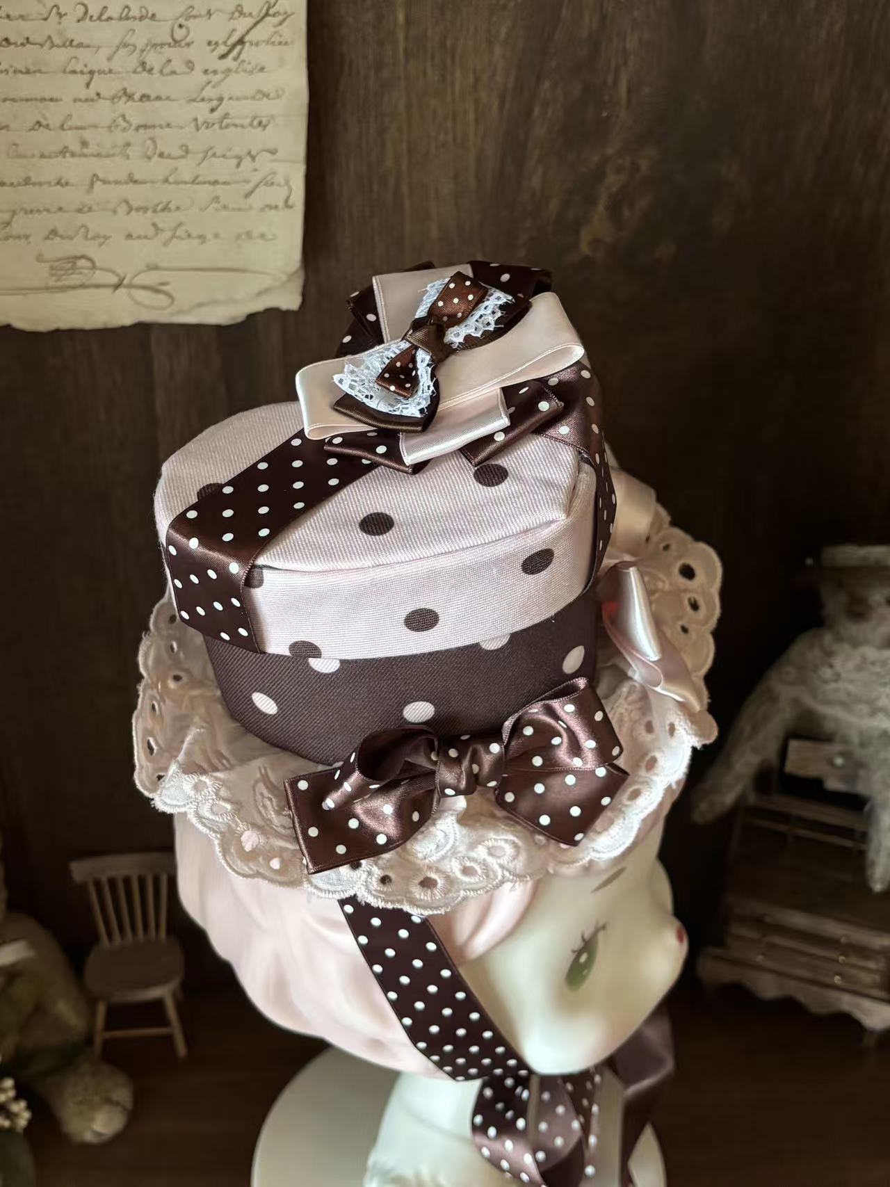 Canele Gift Box Pink Polka Dot Bow Sweet Lolita OP Dress