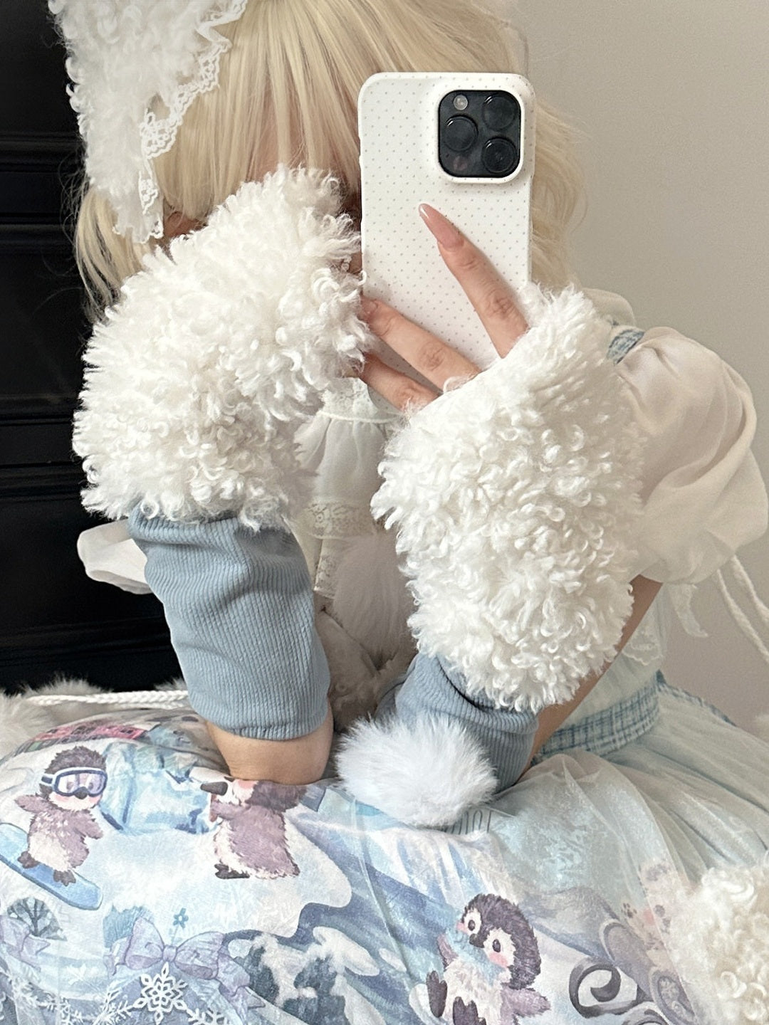 Penguin Snowball Cute Sweet Lolita Blue JSK Dress