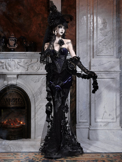 Lolita Gothic Fishbone Velvet Dress Set LG1010