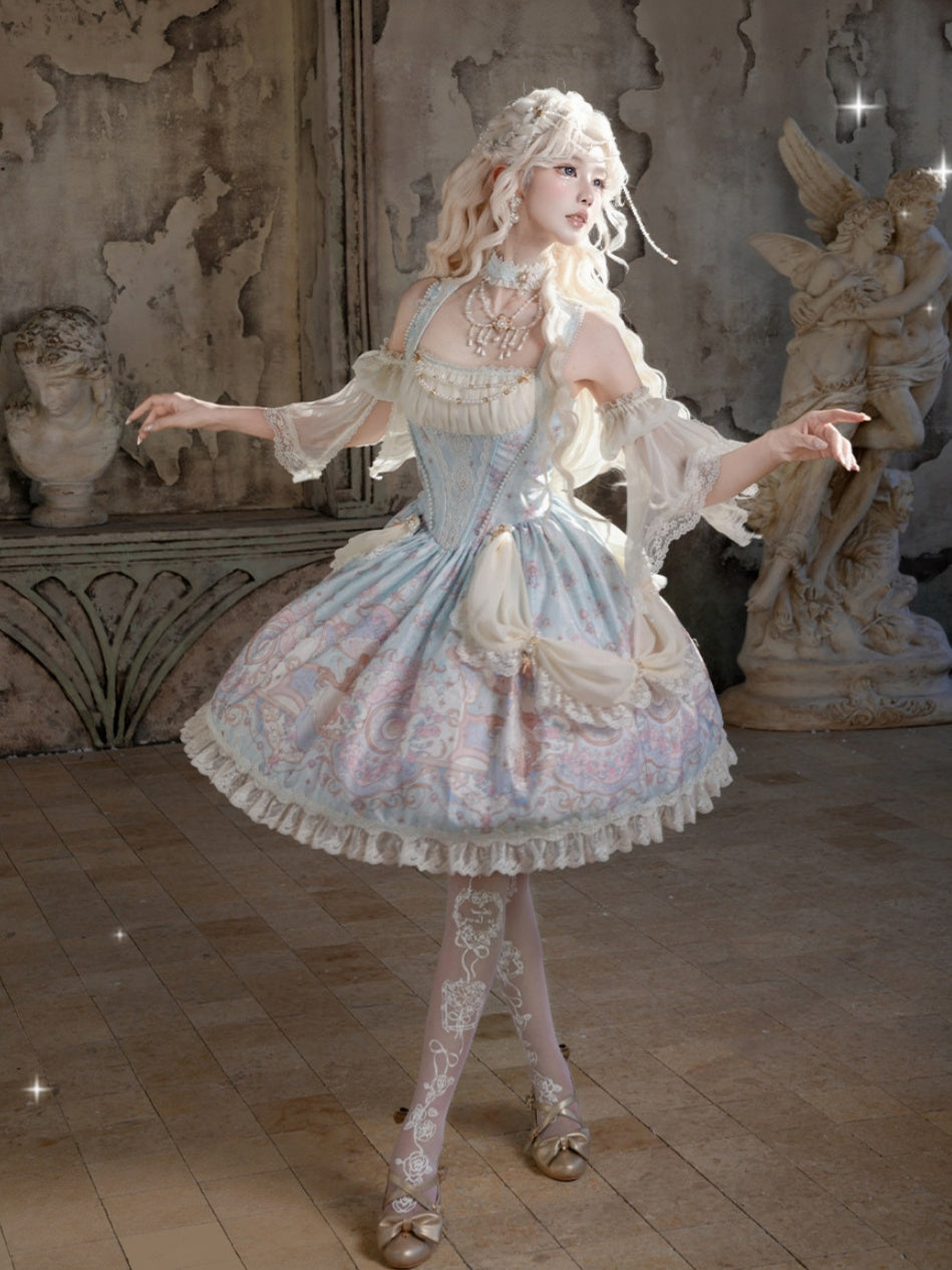 Moon‑Veil Zodiac Elegant Retro Ancient‑Greek Lolita JSK Dress