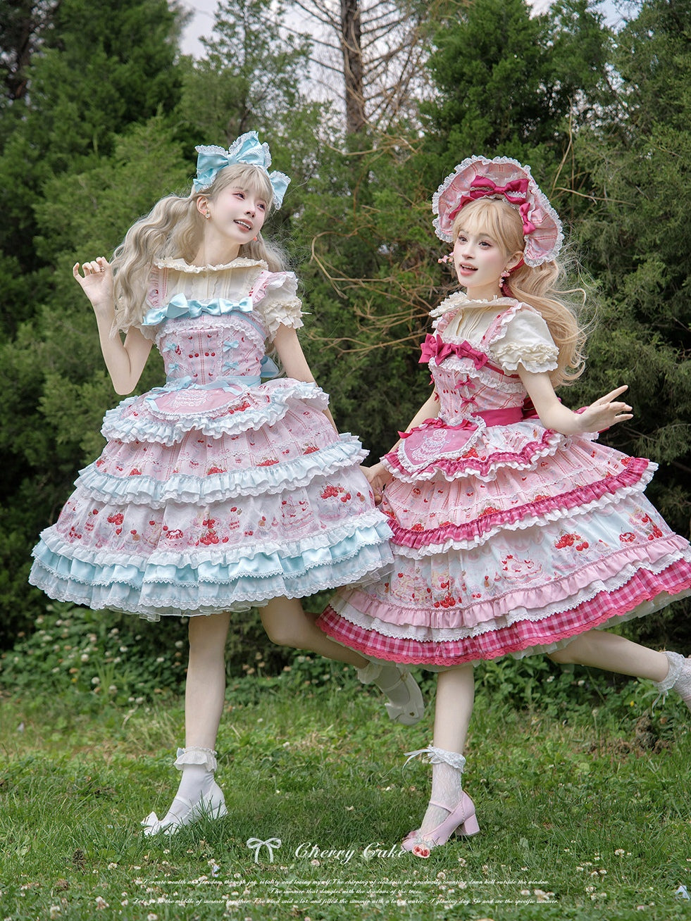Cherry Cake Lolita Sweet Blue JSK Dress