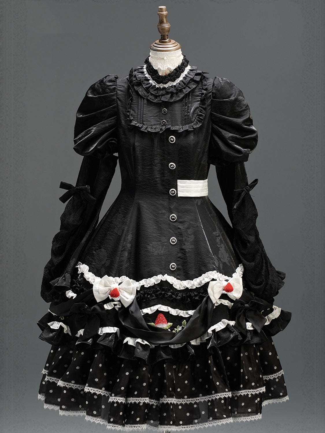Twilight Berry Princess Gothic Maid Lolita Tiered Embroidered OP Dress