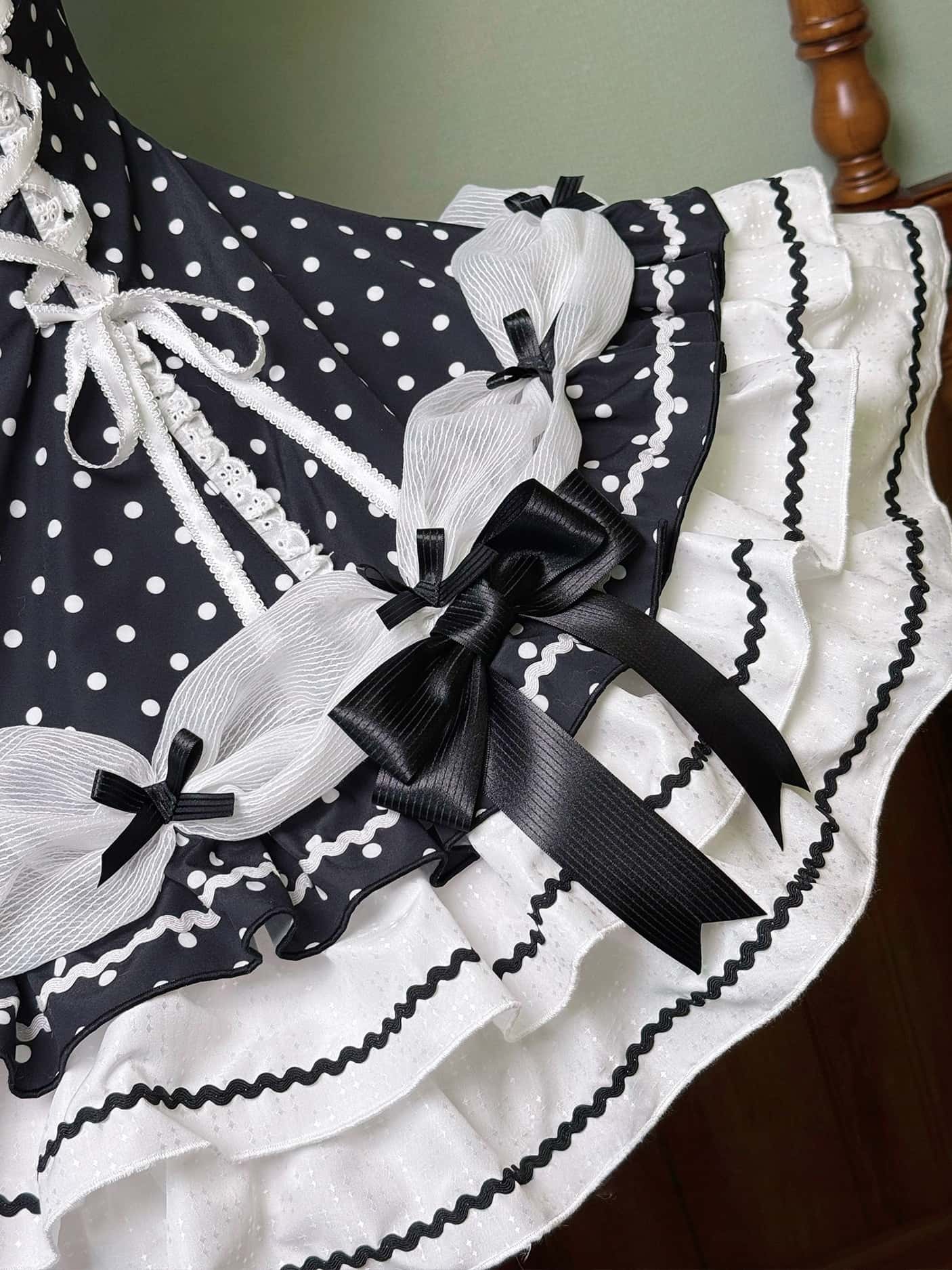 Vintage Polka Dot Lolita Halter Black & White OP Dress