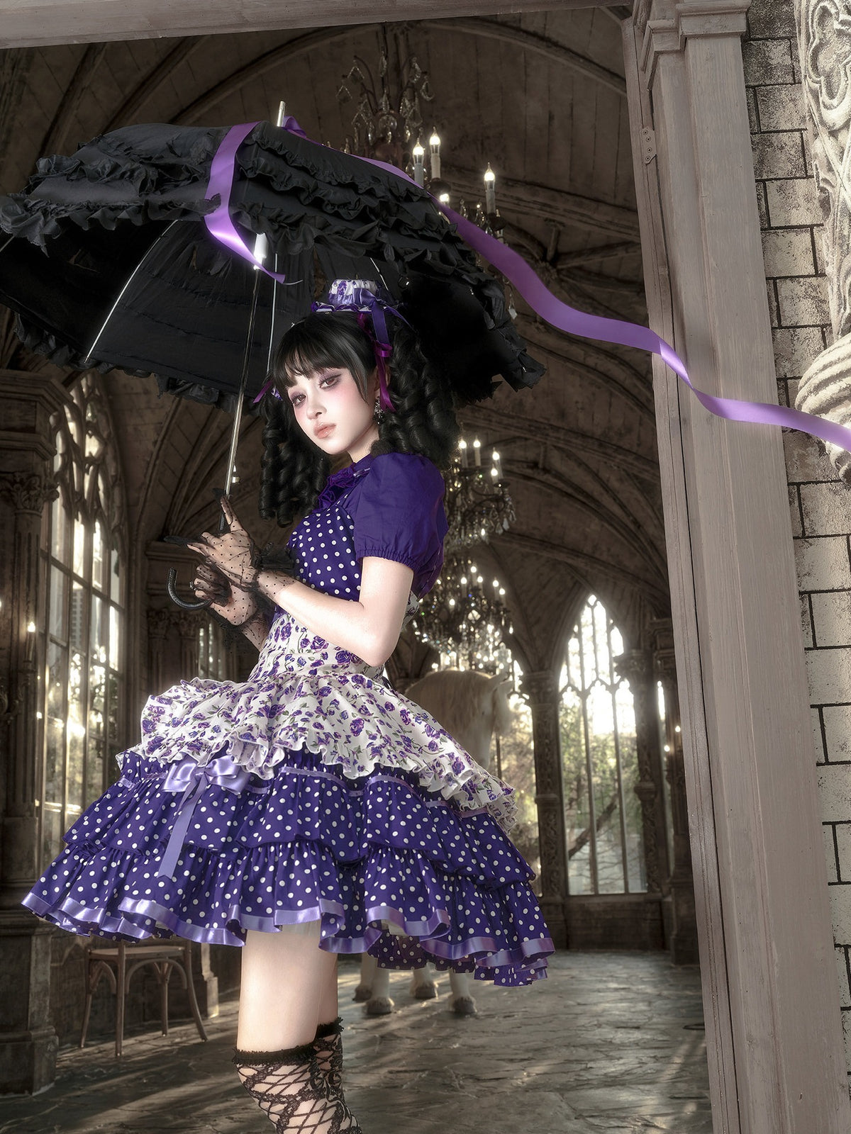 Li Bobo Vintage Polka‑dot Lolita JSK & Blouse Set