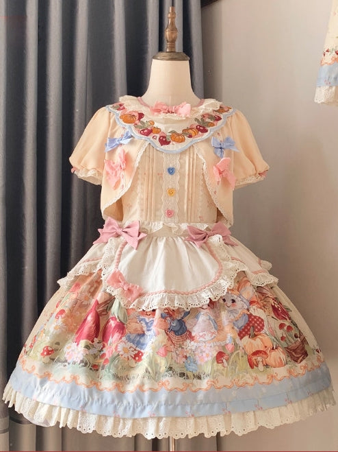 Pulling Carrots Print Lolita JSK Dress