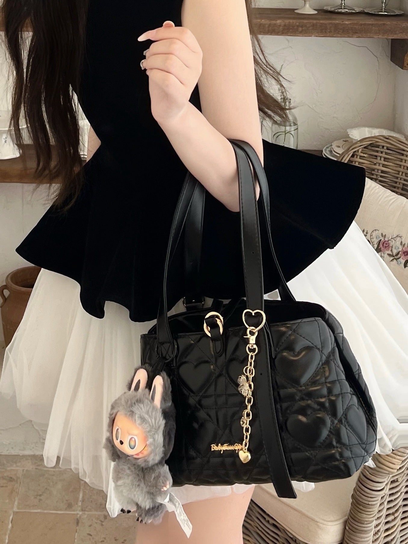 Intern Cupid Heart Quilted Sweet Lolita Tote Shoulder Bag