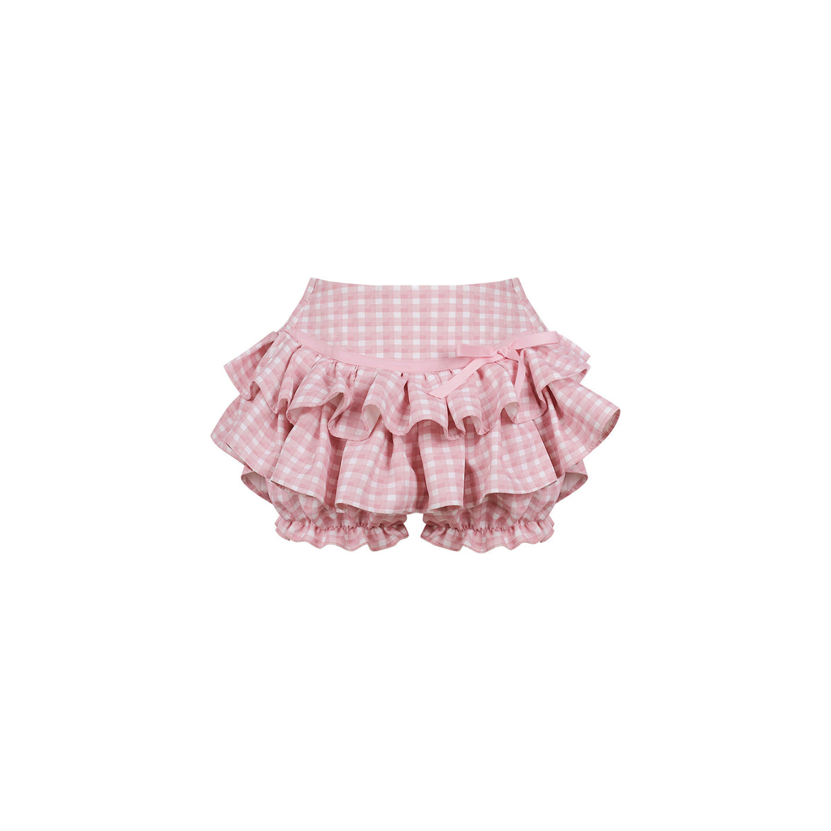 Bunny Doll Dream Off-White Bunny Ear Hooded Jacket Pink Plaid Tiered Skirt