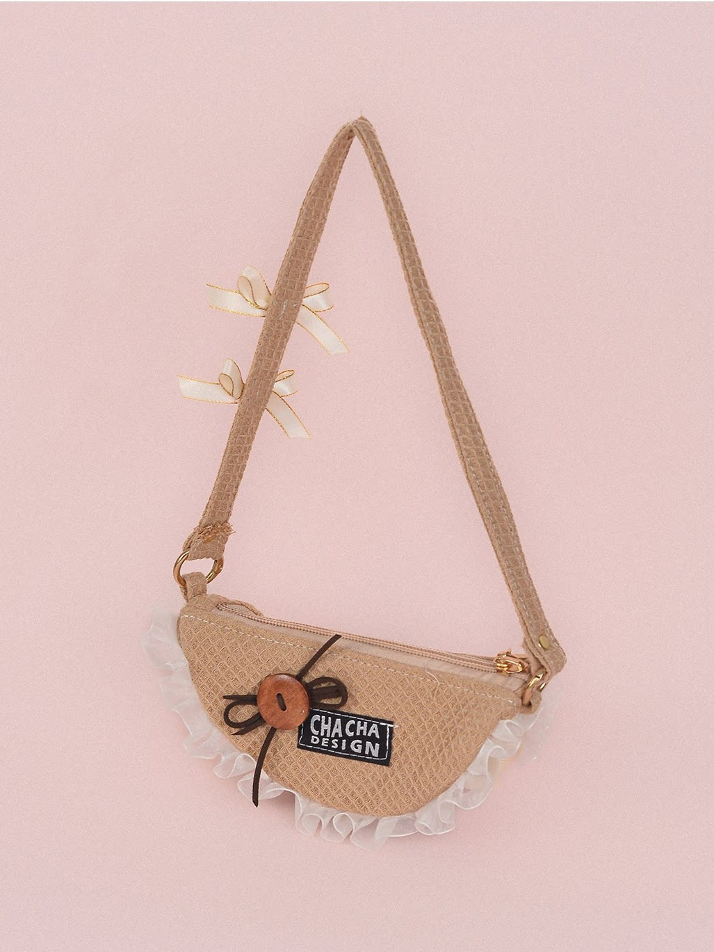 Strawberry‑Filled Waffle Cookie Pearl Chain Handbag