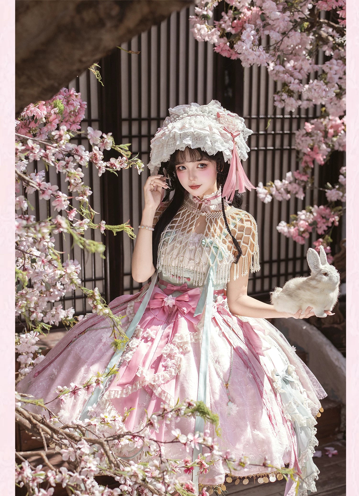Hibiscus Huadan Pink Wa Lolita Short JSK Dress