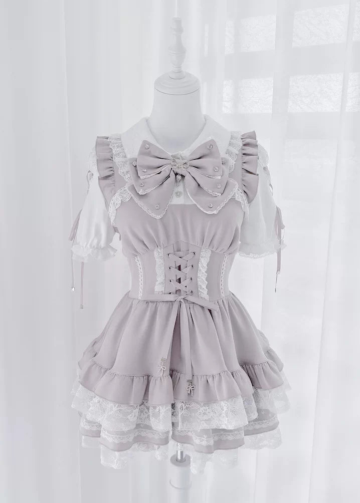 Heart Key Treasure Box Jirai Kei Plaid OP Twin Set