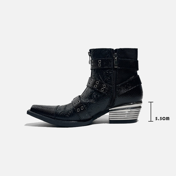 Studded Dark Gothic Punk‑Style Combat Ankle Boots