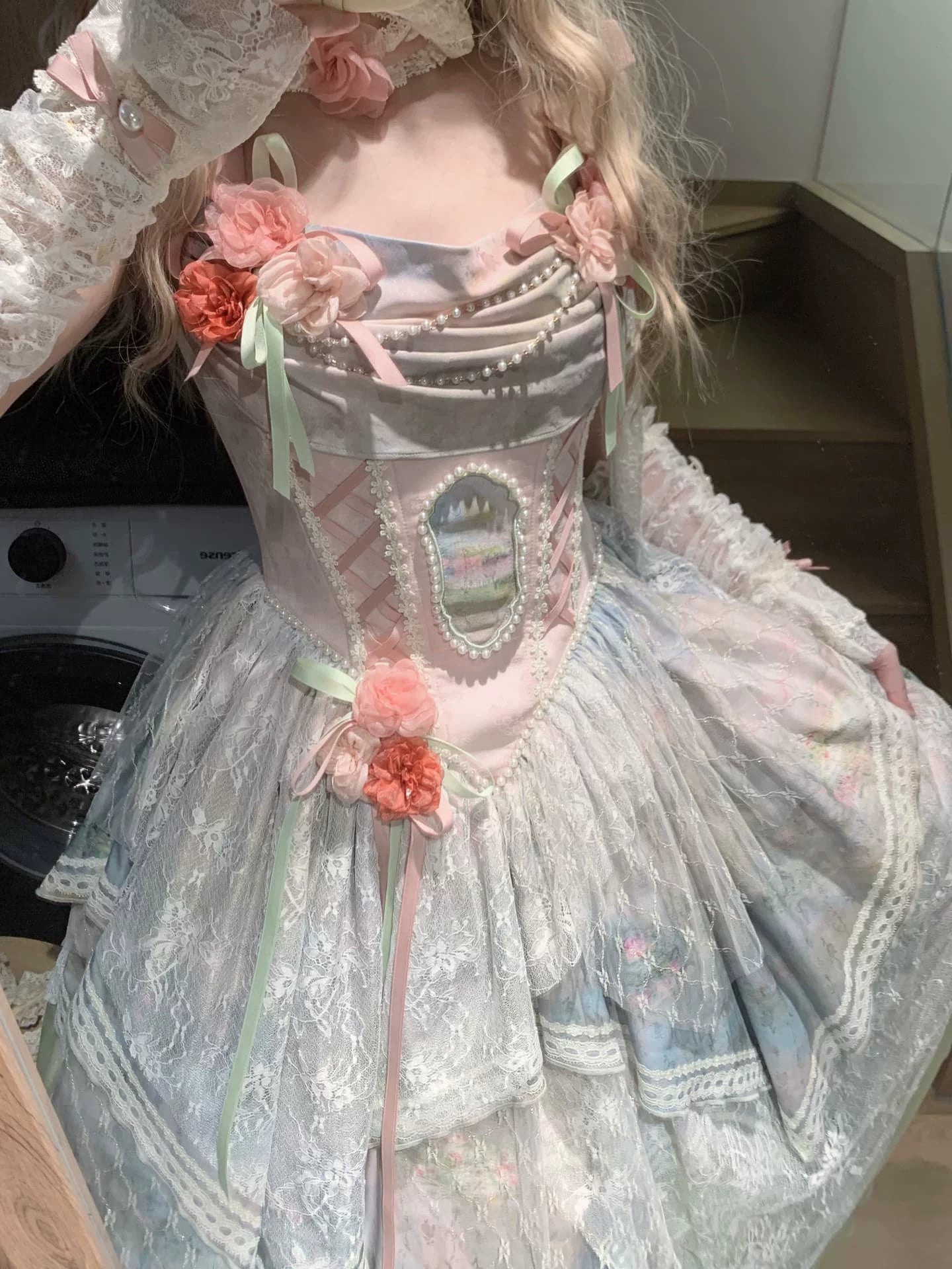 Flower Field Oil Painting Pastoral Irregular Lolita JSK Dress