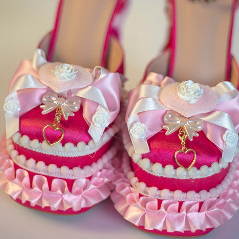 Cream Dopamine Lolita Sweet‑Girl Alt‑Y2K High‑Heel Shoes