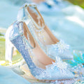Lolita Luxurious Blue Snowflake Glitter Pumps LSS1007