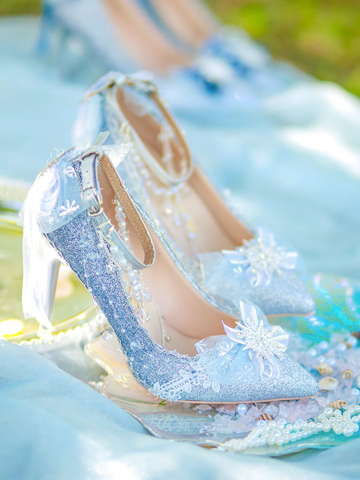Lolita Luxurious Blue Snowflake Glitter Pumps LSS1007