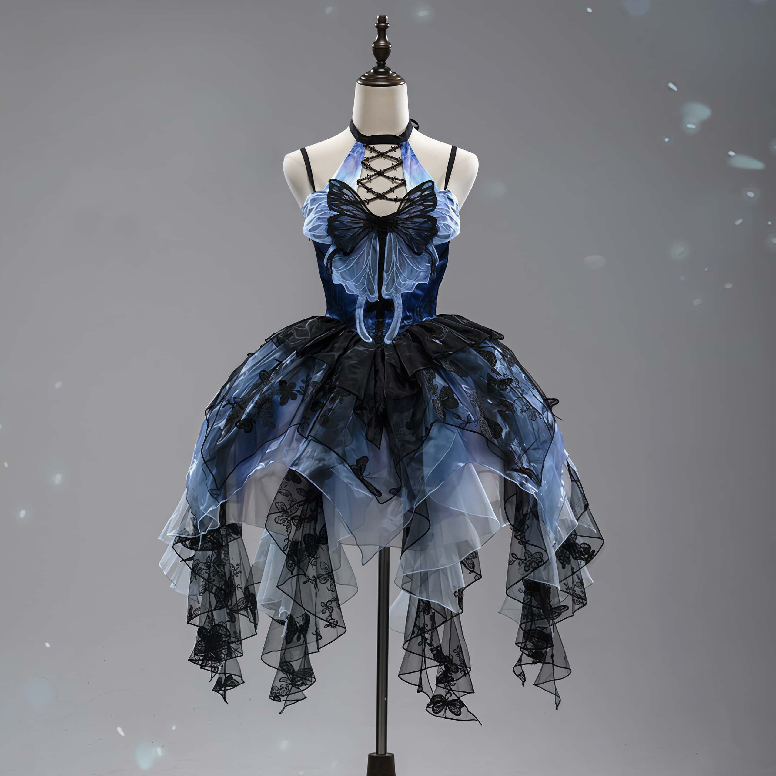 Dead Leaf Butterfly 1.0 Lolita Gothic Blue JSK Dress Set
