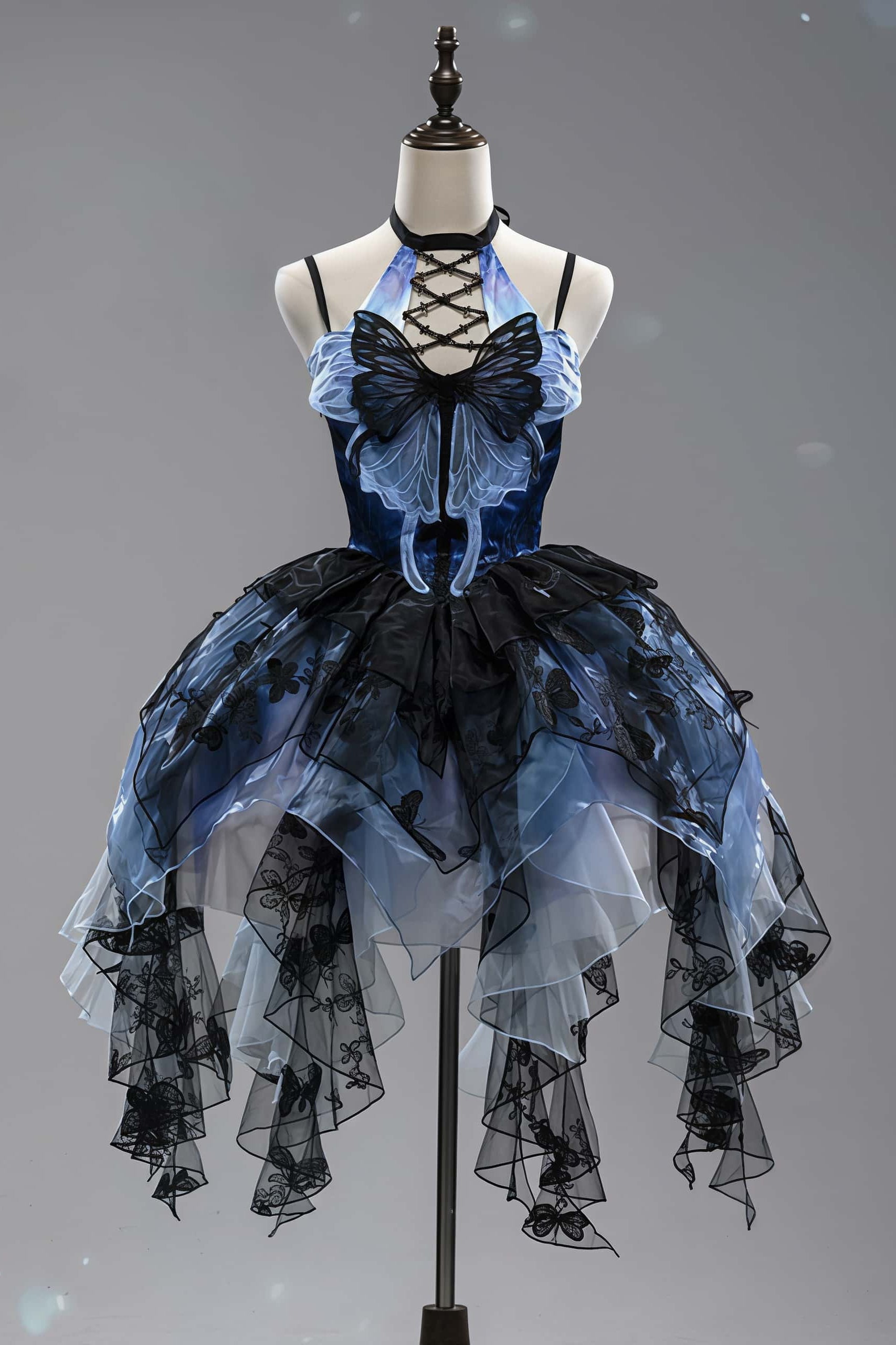 Dead Leaf Butterfly 1.0 Lolita Gothic Blue JSK Dress Set