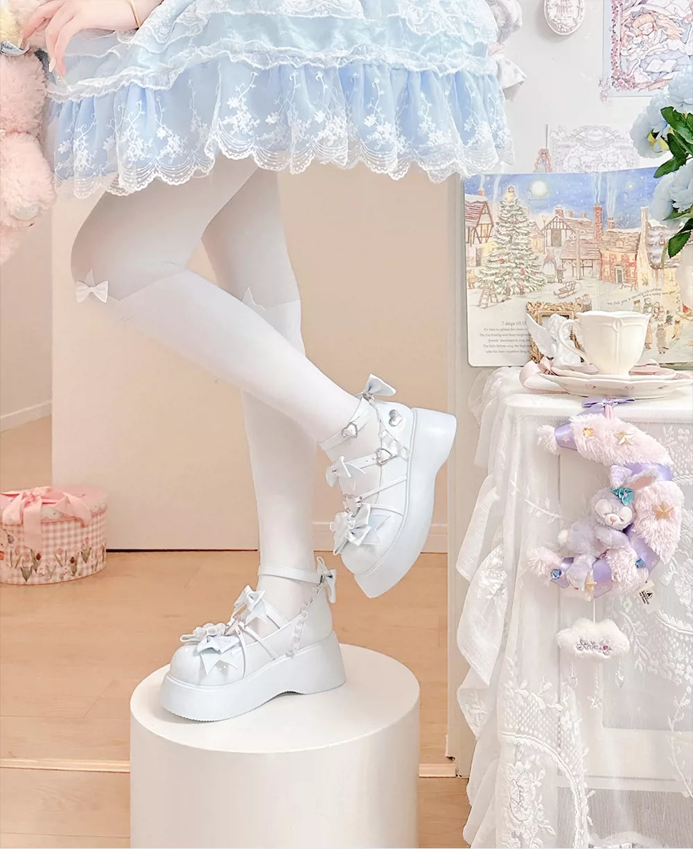DokiDoki Sweet Lolita Platform Mary Jane Heart Buckle Bow Shoes