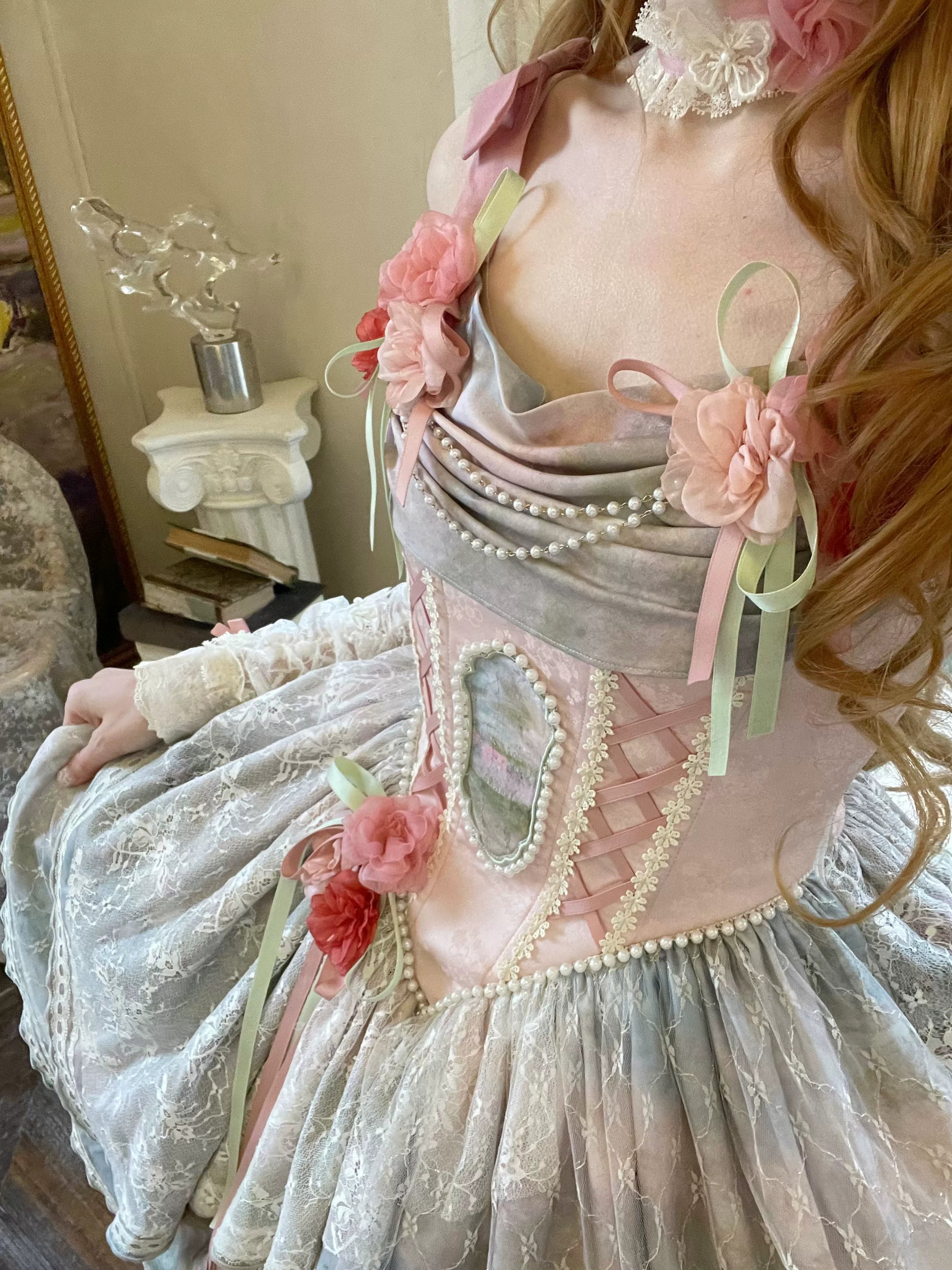 Flower Field Oil Painting Pastoral Irregular Lolita JSK Dress