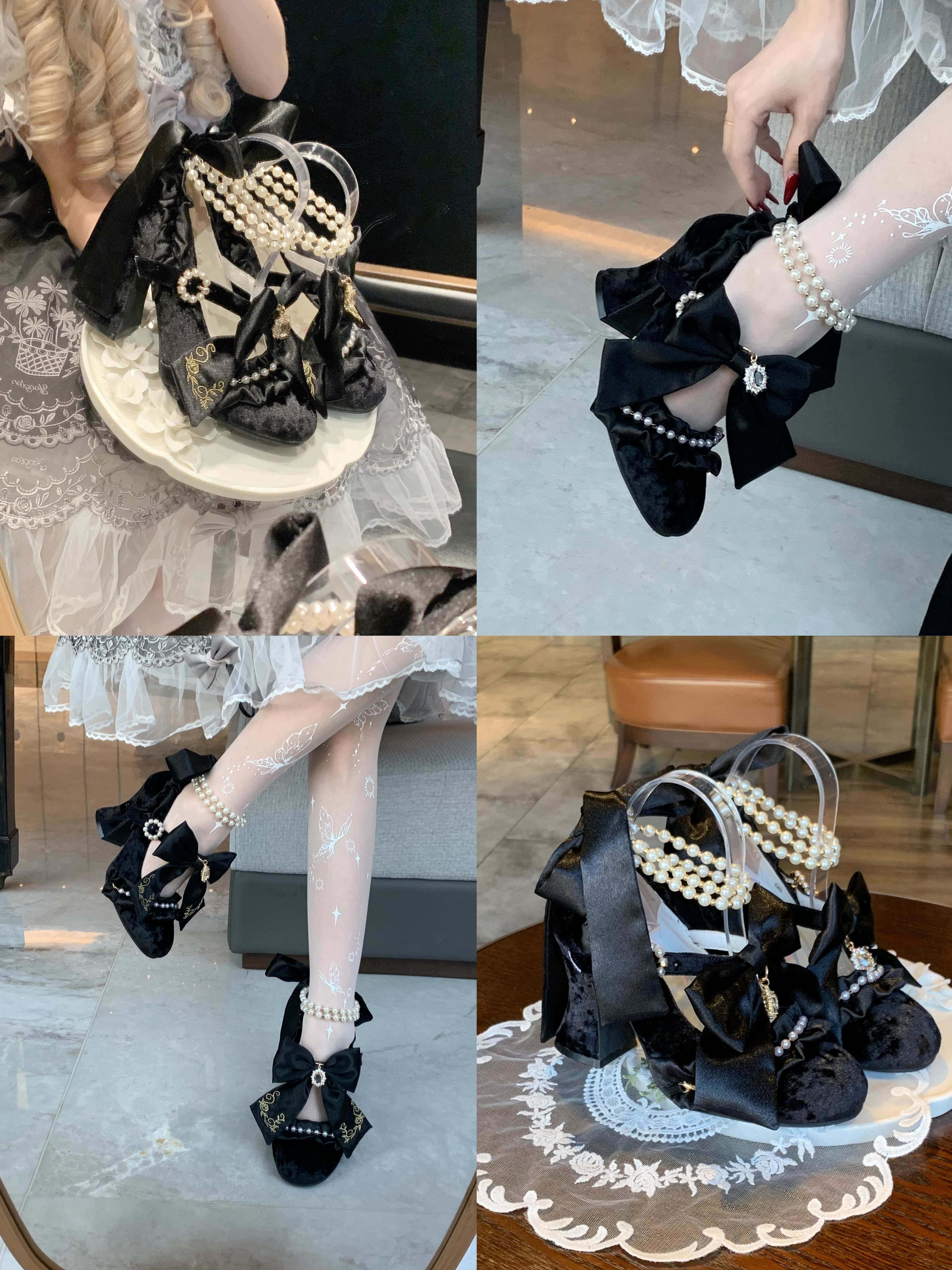 Ribbon Hymn 1.0 Lolita Vintage Heavy Craft Bridal Heels