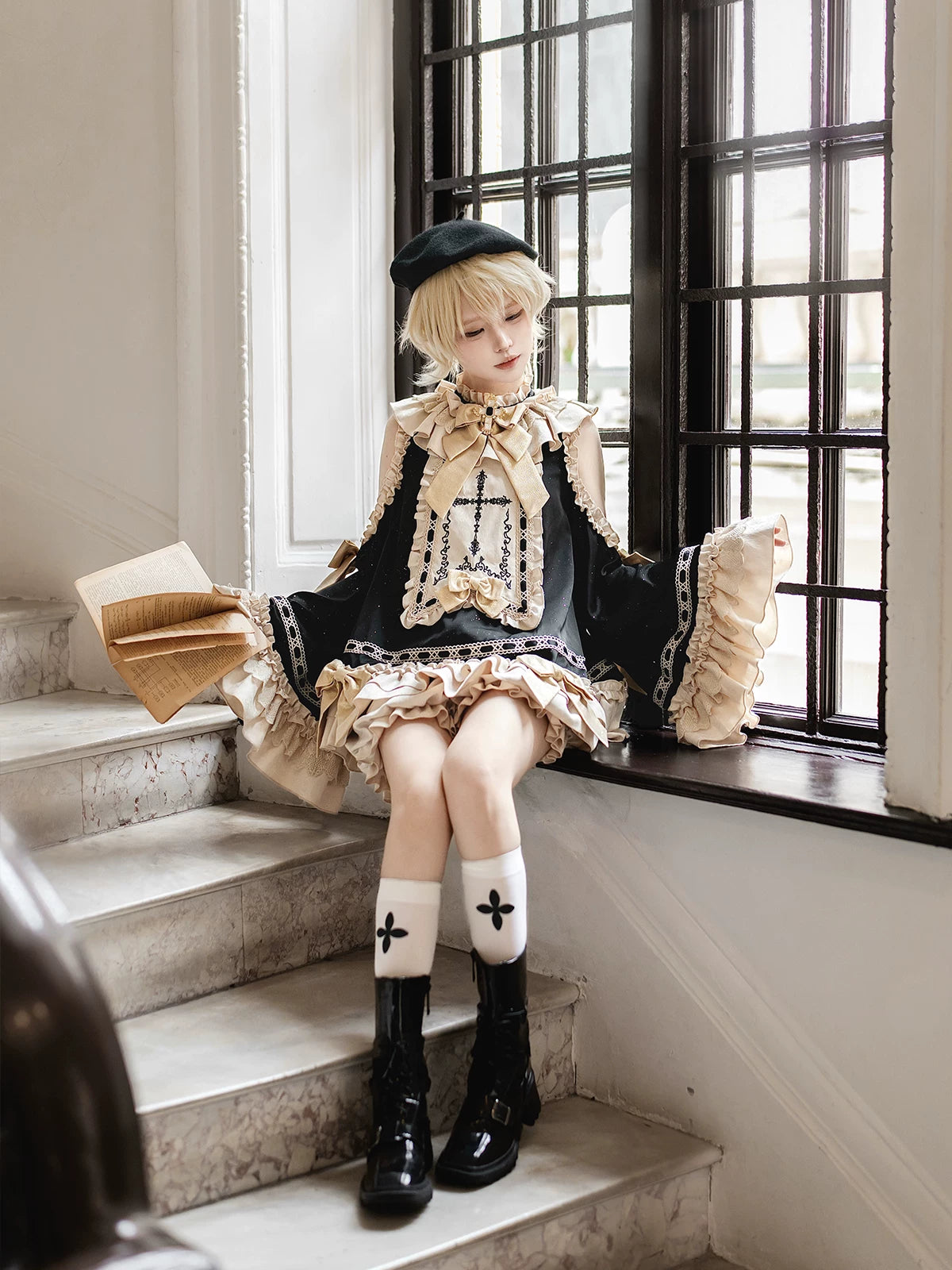 Cross Saint Lolita Dark Academia Gothic Ouji Prince Outfit Set