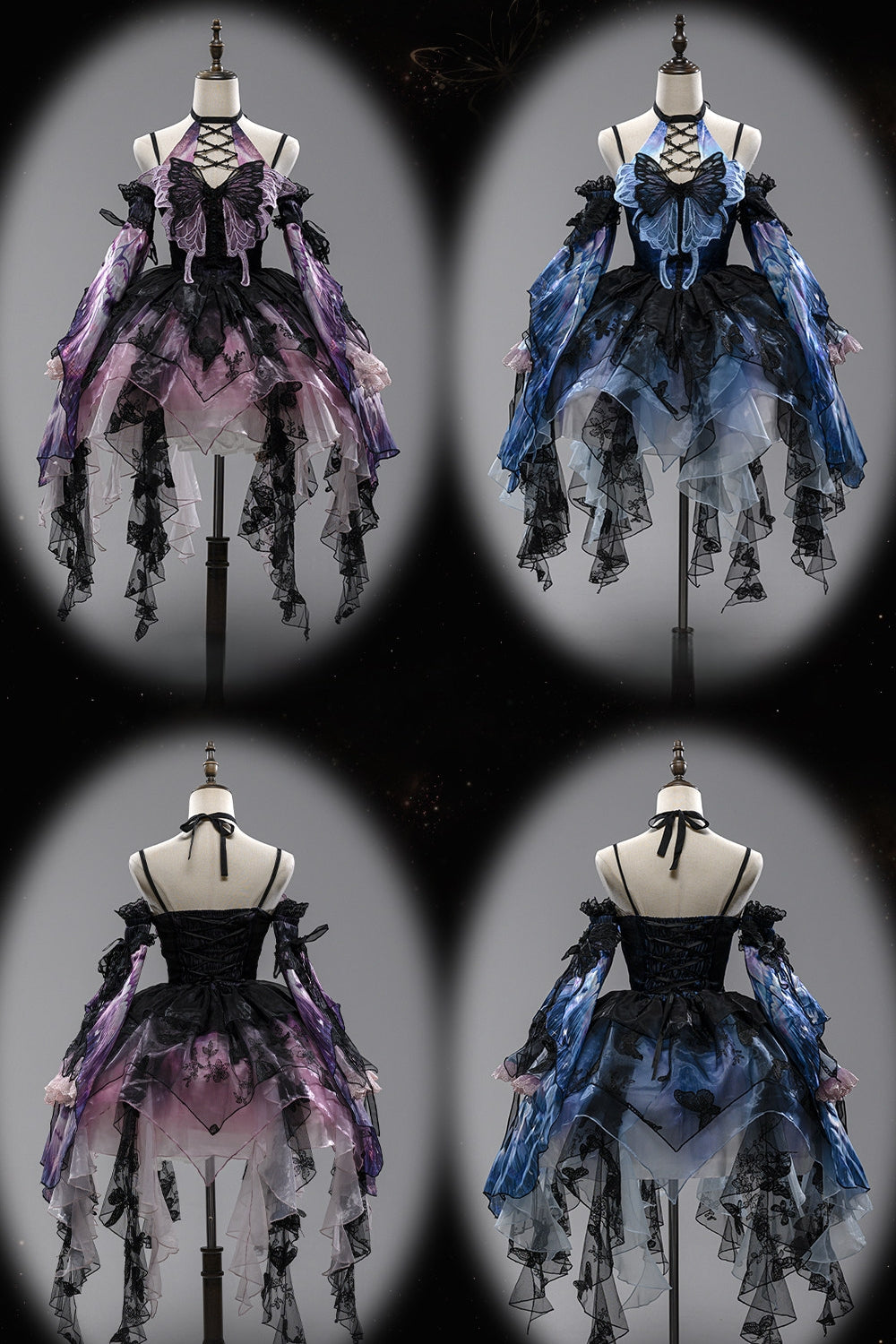 Dead Leaf Butterfly 1.0 Lolita Gothic Blue JSK Dress Set