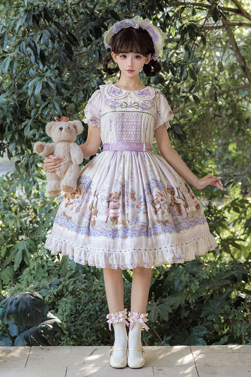 Bear‑Garden Floral Tale Sweet Printed Lolita JSK / OP Dress