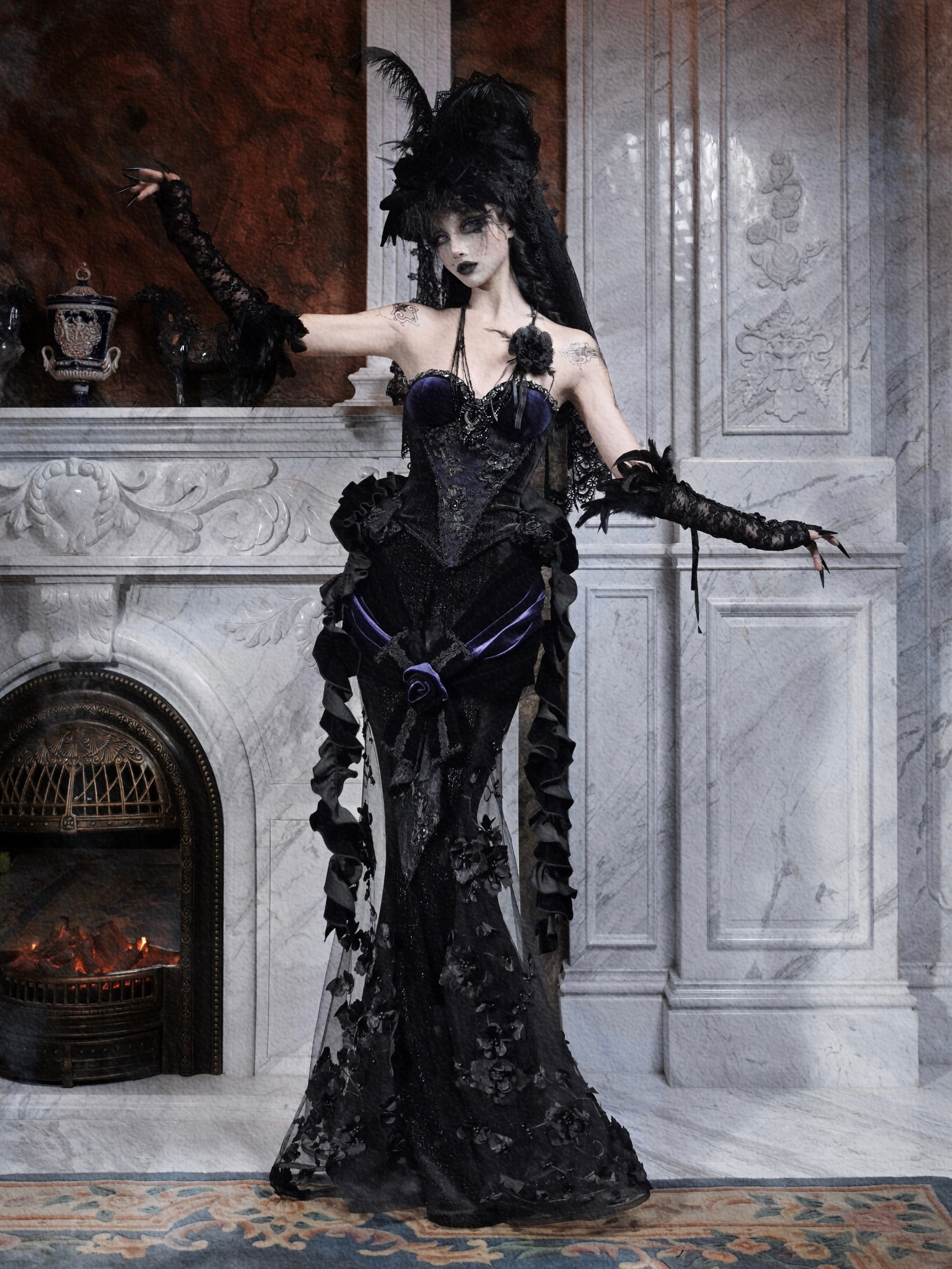 Mourning Day Gothic Maxi Dress Set