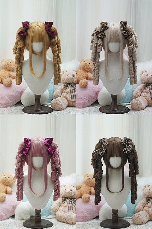 Lolita Vintage Sweetheart Twin Tail Claw Clip Gradient Curl Wig