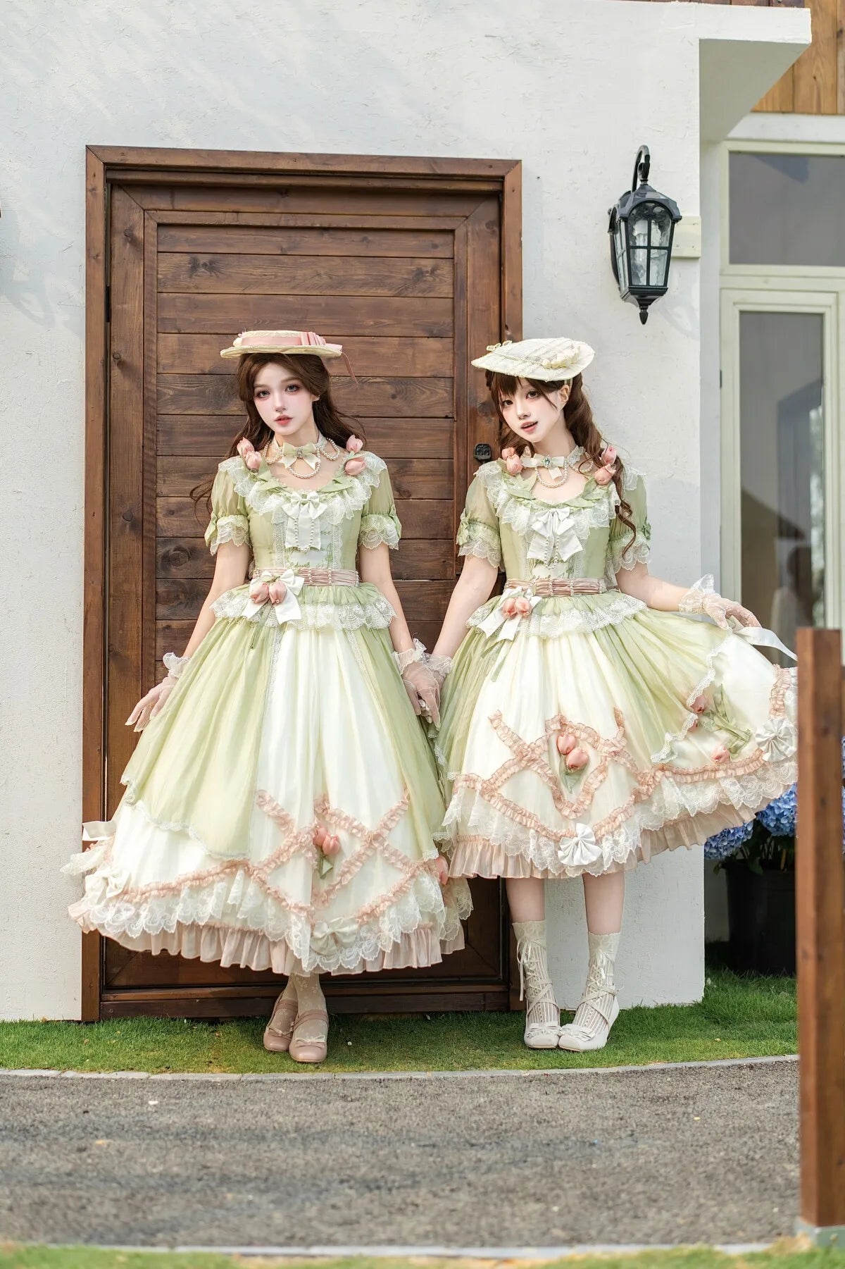 Tulip Letter Mint Green Short Sleeve Classic Lolita OP Dress