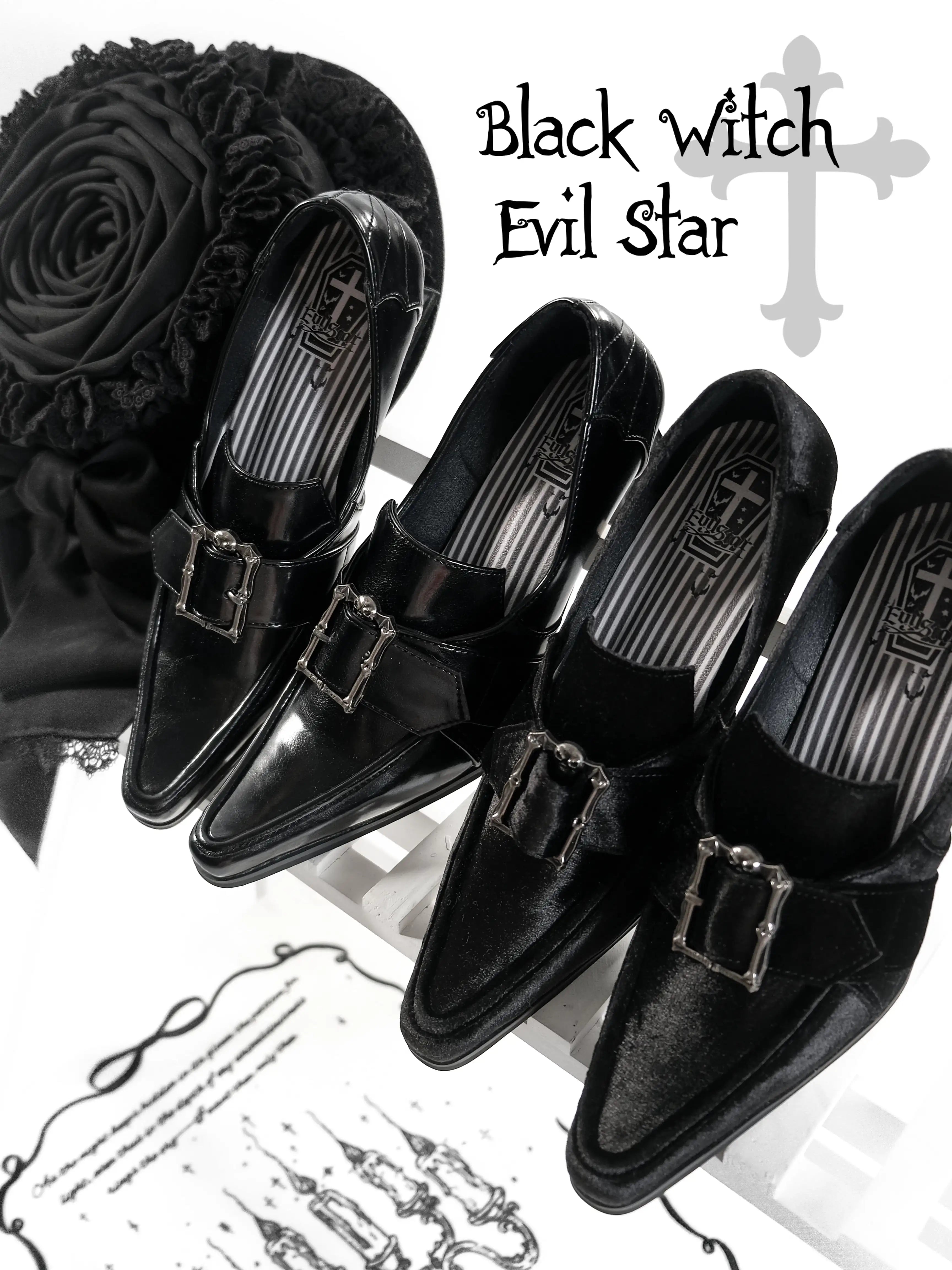 Nocturna Witch Gothic Velvet Pointed Toe Goblet Heel Lolita Pumps