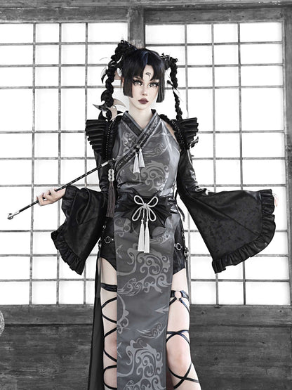 Lolita Gothic Totem Jacquard Suede Dress LG1027