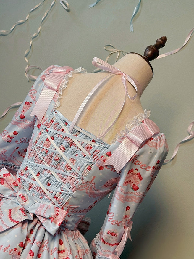 Strawberry Patissier Vintage‑Doll Aesthetic Lolita OP Dress