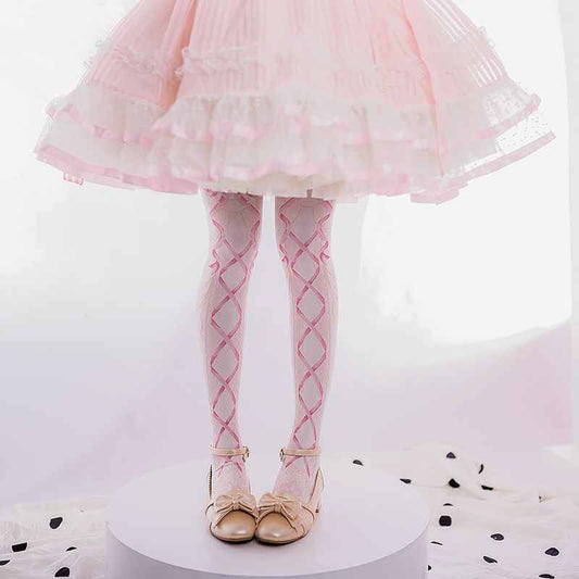 Lolita Sweet Printed Bow and Ribbon Pattern 120D Tights LE9005